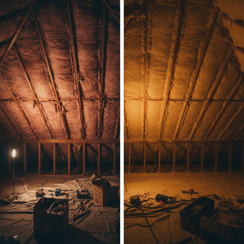 spray foam insulation before and after